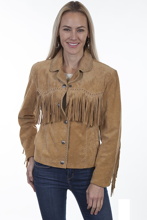 (image for) Ladies Boar Suede Fringe Leather jacket